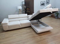 ⭐ BEST SELLER – Canapé d’Angle TOULOUSE velours Beige (Droit) – Convertible + Coffre