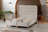 🛏️ Lit Coffre AZBA – Velours Beige + Matelas 30 cm à ressorts