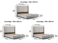 Lit coffre TOKYO Beige ou Gris