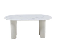 TABLE VENEZIA – Pieds Beige & Plateau Céramique Effet Marbre Blanc