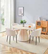 Ensemble Table de Repas ROSALIA + 4 Chaises CARLITA – Travertin & Velours Beige