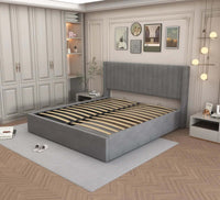 LIT DOUBLE COFFRE CAMILLE en velours 180X200CM