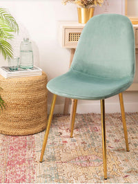 Chaise scandinave Gold velours vert eau - Destock linge