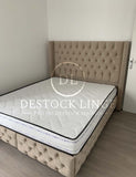 Lit clouté coffre + matelas 20cm - Destock linge