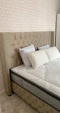 Lit clouté coffre + matelas 30cm - Destock linge