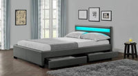 LIT LED TIROIRS GRIS + MATELAS - Destock linge