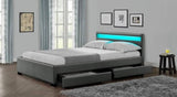 LIT LED TIROIRS GRIS + MATELAS - Destock linge