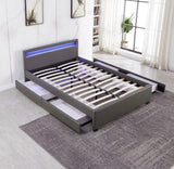 LIT LED TIROIRS GRIS + MATELAS - Destock linge