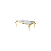 Table basse baroque GOLD ou CHROME marbre blanc - Destock linge