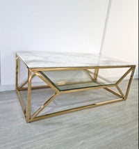 Table basse ROMI Gold ou Chrome - Destock linge