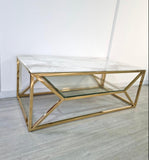 Table basse ROMI Gold ou Chrome - Destock linge