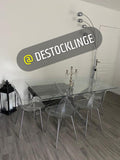 Table de repas + 4 chaises GOLD ou CHROME - Destock linge