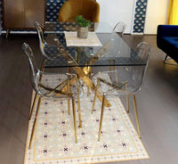 Table de repas + 6 chaises GOLD ou CHROME - Destock linge