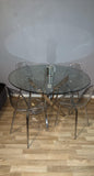 Table repas ronde chrome + 4 chaises - Destock linge